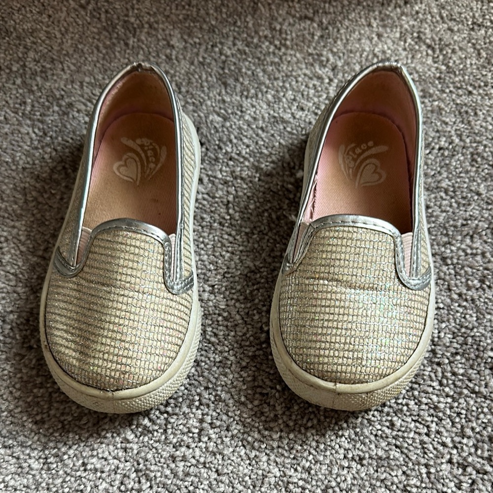 Kids Slip-On Shoes - Silver and Cream